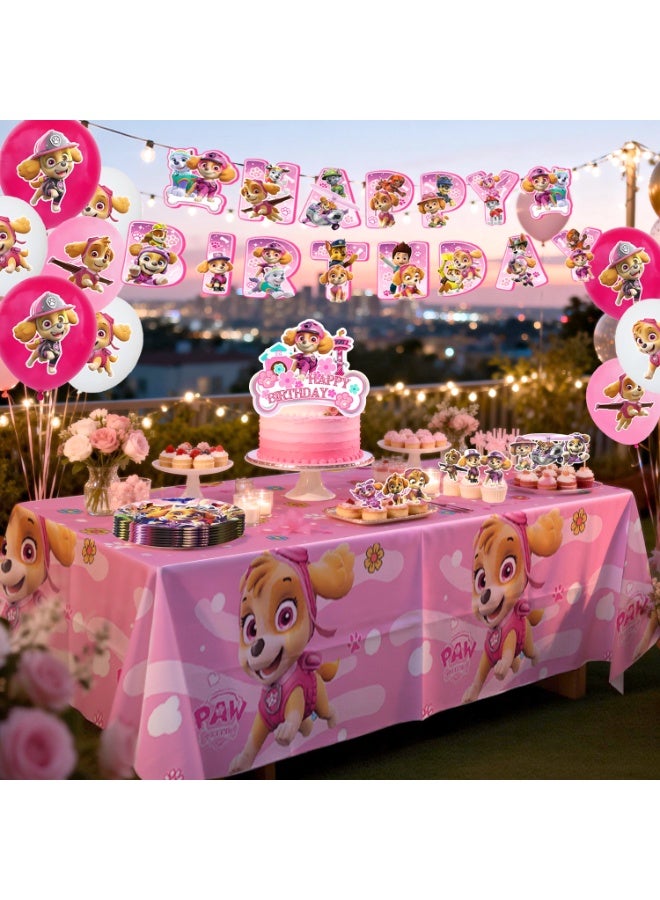 Paw Patrol Toys Pink PAW Patrol Birthday Party Decorations for 10 Guests, Pink PAW Patrol Party Tableware Set - Pink PAW Patrol Party Backdrop Balloon Banner Tablecloth Cake Toppers etc Pink PAW Patrol Party Decoration Supplies - Image 4